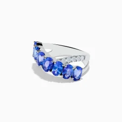 Effy Jewelry Nahla 14K White Gold Tanzanite and Diamond Criss Cross Ring | Rings