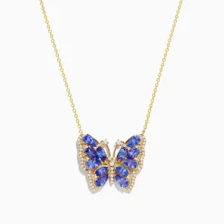 Effy Jewelry Nahla 14K Yellow Gold Tanzanite and Diamond Butterfly Necklace | Necklaces & Pendants