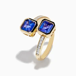 Effy Jewelry Nahla 14K Yellow Gold Tanzanite and Diamond Bypass Ring | Rings