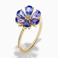 Effy Jewelry Nahla 14K Yellow Gold Tanzanite and Diamond Flower Ring | Rings