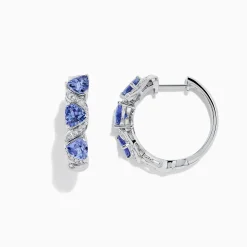 BH Multi Nahla Siri 14K Gold Tanzanite u0026 Diamond Hoop Earrings, 2.43 TCW | Earrings