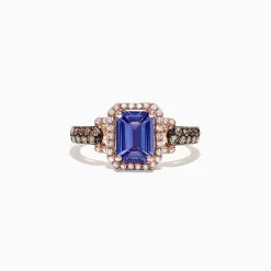 Effy Jewelry Nahla Siri 14K Rose Gold Emerald Cut Tanzanite and Diamond Ring, 1.72 TCW | Rings