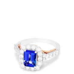 Effy Jewelry Nahla Siri 14K Two Tone Gold Emerald Cut Tanzanite and Diamond Ring, 2.32 TCW | Rings
