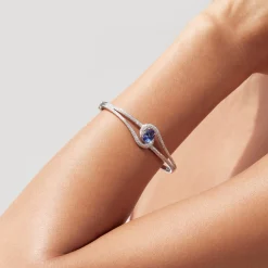 BH Multi Nahla Siri 14K White Gold Tanzanite and Diamond Bangle, 2.61 TCW | Bracelets