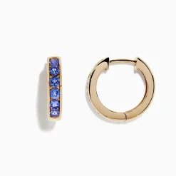 BH Multi Nahla Siri 14K Yellow Gold Tanzanite Hoop Earrings, 1.37 TCW | Earrings