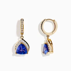 Effy Jewelry Nahla Siri 14K Yellow Gold Trillion Tanzanite and Diamond Earrings | Earrings
