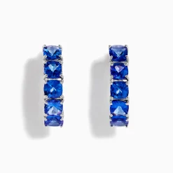 Effy Jewelry Nahla Siri Sterling Silver Cushion Cut Tanzanite 7/8" Hoop Earrings | Earrings