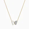 BH Multi nature 14K Gold Mother of Pearl u0026 Diamond Butterfly Necklace, 0.11 TCW | Necklaces & Pendants