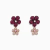 Effy Jewelry Nature 14K Gold Ruby, Sapphire u0026 Diamond Flowers Earrings, 1.80 TCW | Earrings