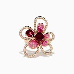 Effy Jewelry Nature 14K Rose Gold Pink Sapphire Rhodolite and Diamond Ring | Rings