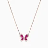 BH Multi Nature 14K Rose Gold Ruby and Diamond Butterfly Necklace, 1.62 TCW | Necklaces & Pendants