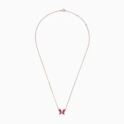 BH Multi Nature 14K Rose Gold Ruby and Diamond Butterfly Necklace, 1.62 TCW | Necklaces & Pendants