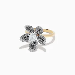 Effy Jewelry Nature 14K Two-Tone Gold Diamond Floral Ring 1.06 TCW | Rings