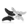 Effy Jewelry Nature 14K White Gold Black and White Diamond Butterfly Ring, 1.15 TCW | Rings