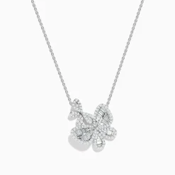 Effy Jewelry Nature 14K White Gold Diamond Flower Necklace | Necklaces & Pendants