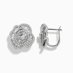 Effy Jewelry Nature 14K White Gold Diamond Flower Earrings | Earrings
