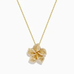 Effy Jewelry Nature 14K Yellow Gold Diamond Flower Pendant | Necklaces & Pendants