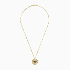 BH Multi Nature 14K Yellow Gold Espresso and White Diamond Bee Coin Pendant | Necklaces & Pendants
