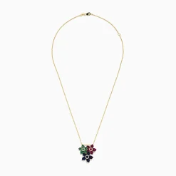 Effy Jewelry Nature 14K Yellow Gold Ruby, Sapphire, Emerald and Diamond Flower Pendant | Necklaces & Pendants