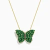 Effy Jewelry Nature 14K Yellow Gold Tsavorite and Diamond Butterfly Pendant | Necklaces & Pendants