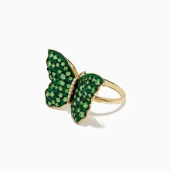 Effy Jewelry Nature 14K Yellow Gold Tsavorite and Diamond Butterfly Ring | Rings