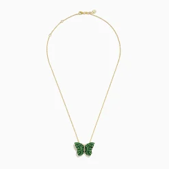 Effy Jewelry Nature 14K Yellow Gold Tsavorite and Diamond Butterfly Pendant | Necklaces & Pendants