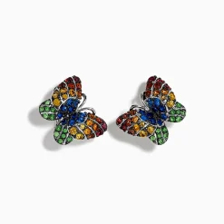 Effy Jewelry Nature Sterling Silver Multi Gemstone Butterfly Earrings | Earrings