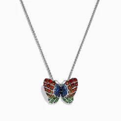 Effy Jewelry Nature Sterling Silver Multi Sapphires Butterfly Pendant | Necklaces & Pendants