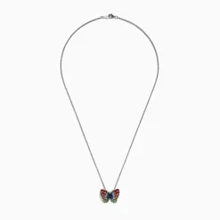 Effy Jewelry Nature Sterling Silver Multi Sapphires Butterfly Pendant | Necklaces & Pendants