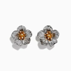 BH Multi Nature Sterling Silver u0026 18K Gold Diamond Flower Earrings, 0.04 TCW | Earrings