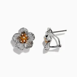 BH Multi Nature Sterling Silver u0026 18K Gold Diamond Flower Earrings, 0.04 TCW | Earrings