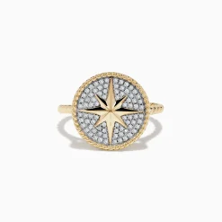 Effy Jewelry Novelty 14 Karat Yellow Gold Diamond Compass Ring | Rings