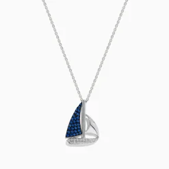 Effy Jewelry Novelty 925 Sterling Silver Blue Sapphire and Diamond Sailboat Pendant | Necklaces & Pendants