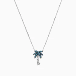 Effy Jewelry Novelty 14K Gold Blue u0026 White Diamond Palm Tree Necklace, 0.25 TCW | Necklaces & Pendants