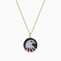 BH Multi Novelty 14K Gold Ruby, Sapphire u0026 Diamond Eagle Head Pendant, 1.06 TCW | Necklaces & Pendants