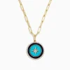Effy Jewelry Novelty 14K Gold Sapphire, Turquoise u0026 Diamond Compass Paperclip chain necklace | Necklaces & Pendants