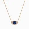 Effy Jewelry Novelty 14K Rose Gold Blue Sapphire and Diamond Evil Eye Necklace | Necklaces & Pendants