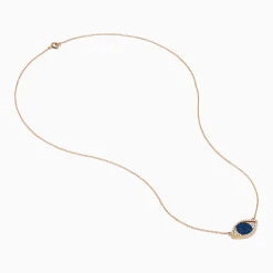Effy Jewelry Novelty 14K Rose Gold Blue Sapphire and Diamond Evil Eye Necklace | Necklaces & Pendants