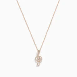BH Multi Novelty 14K Rose Gold Diamond Music Note Pendant | Necklaces & Pendants