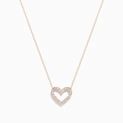 Effy Jewelry Novelty 14K Rose Gold Diamond Heart Necklace | Necklaces & Pendants