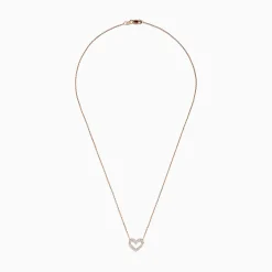 Effy Jewelry Novelty 14K Rose Gold Diamond Heart Necklace | Necklaces & Pendants