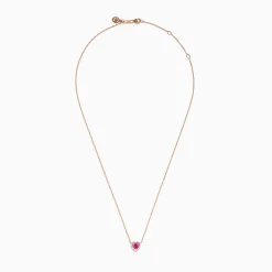 Effy Jewelry Novelty 14K Rose Gold Pink Sapphire and Diamond Heart Necklace | Necklaces & Pendants