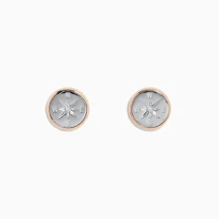 BH Multi Novelty 14K Two Tone Gold Diamond Compass Stud Earrings | Earrings