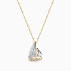 Effy Jewelry Novelty 14K Two Tone Gold Diamond Sailboat Pendant, 0.27 TCW | Necklaces & Pendants