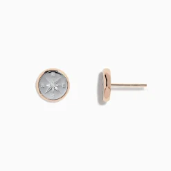 BH Multi Novelty 14K Two Tone Gold Diamond Compass Stud Earrings | Earrings
