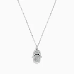 BH Multi Novelty 14K White Gold Black and White Diamond Hamsa Pendant | Necklaces & Pendants
