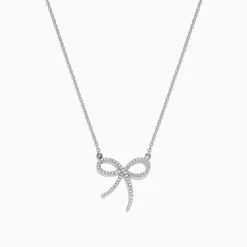 Effy Jewelry Novelty 14K White Gold Diamond Ribbon Pendant, 0.18 TCW | Necklaces & Pendants
