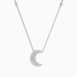 Effy Jewelry Novelty 14K White Gold Diamond Crescent Moon Necklace | Necklaces & Pendants