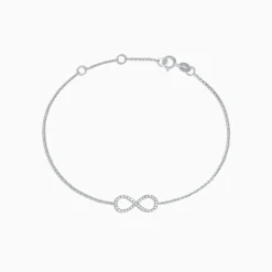 Effy Jewelry Novelty 14K White Gold Diamond Infinity Bracelet, 0.12 TCW | Bracelets
