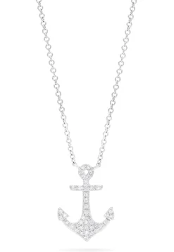 Effy Jewelry Novelty 14K White Gold Diamond Anchor Pendant, 0.15 TCW | Necklaces & Pendants